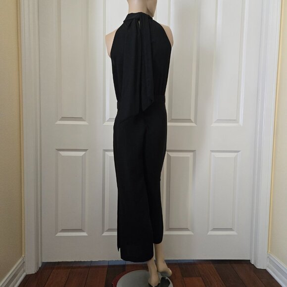 Zara Tie Neck Sleeveless Jumpsuit SZ S Black - Picture 4 of 13